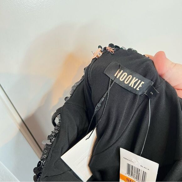 NWT Nookie Cascade Black Sequin Mini Dress S - Picture 5 of 7